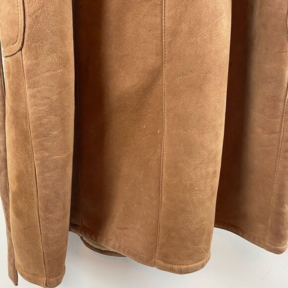 Vintage Women’s Sawyer Of Napa / Long Sheepskin Sheerling Lined Leather Coat 14 - Picture 12 of 16